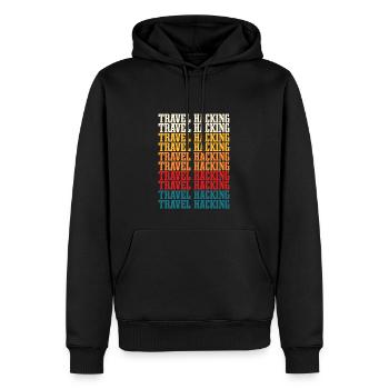 Travel Hacking Schrift - Männer Premium Bio Hoodie - Schwarz - Vorne - Nico (187cm)