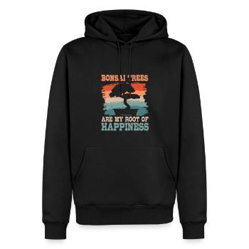 Bonsaï Racine du bonheur - Sweat à capuche Premium bio Homme - noir - Devant - Nico (187cm)