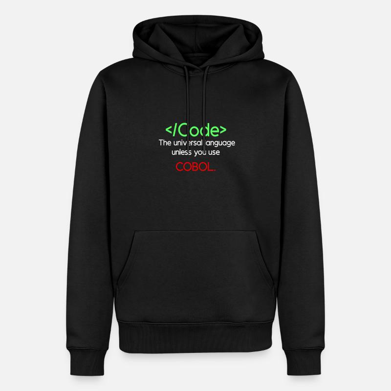 Funny Cobol Code Design - Men’s Premium Organic Hoodie - black