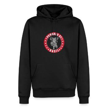Powered by basil - Men’s Premium Organic Hoodie - black - Front - Nico (187cm)