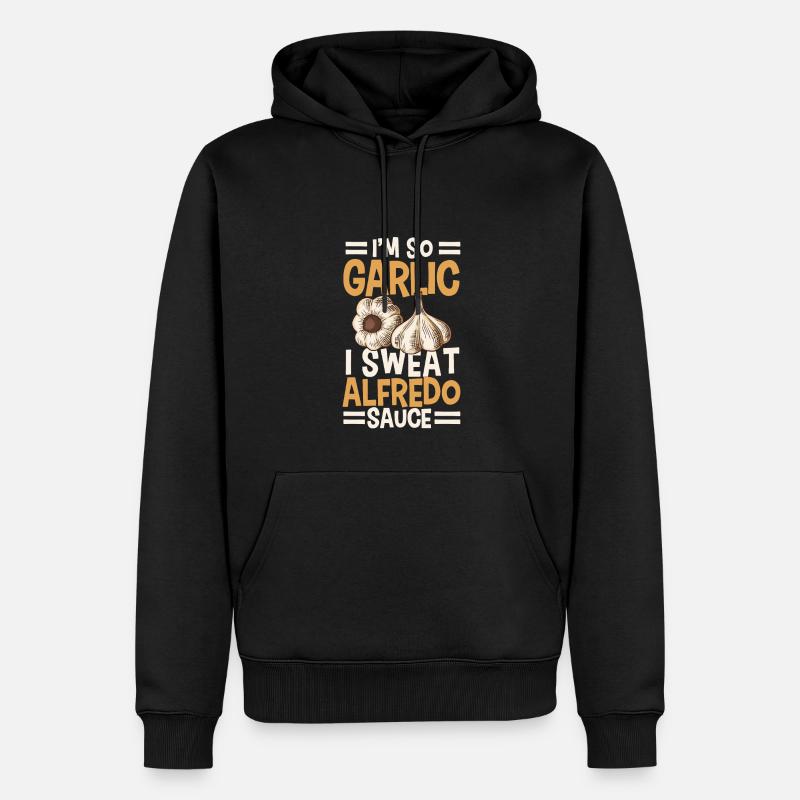 Ail et sauce Alfredo - Sweat à capuche Premium bio Homme - noir