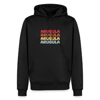 Arugula lettering - Men’s Premium Organic Hoodie - black - Front - Nico (187cm)