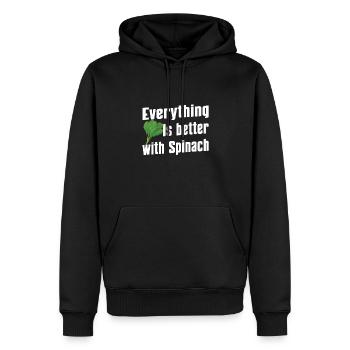 Spinach lover quote - Men’s Premium Organic Hoodie - black - Front - Nico (187cm)