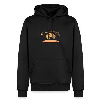 Drôle de jeu de mots croissant - Sweat à capuche Premium bio Homme - noir - Devant - Nico (187cm)