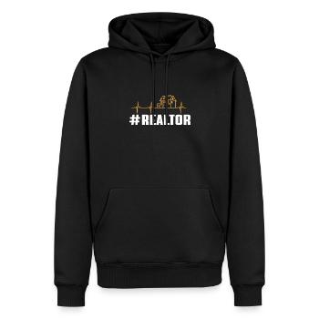 Makler Herzschlag Design - Männer Premium Bio Hoodie - Schwarz - Vorne - Nico (187cm)