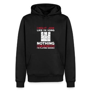 Lustiger Sudoku Spruch - Männer Premium Bio Hoodie - Schwarz - Vorne - Nico (187cm)