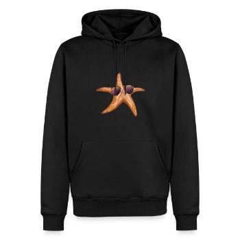 Drôle d’étoile de mer avec des lunettes de soleil - Sweat à capuche Premium bio Homme - noir - Devant - Nico (187cm)