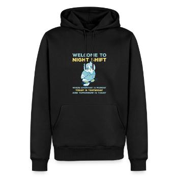 Drôle de dicton de nuit - Sweat à capuche Premium bio Homme - noir - Devant - Nico (187cm)
