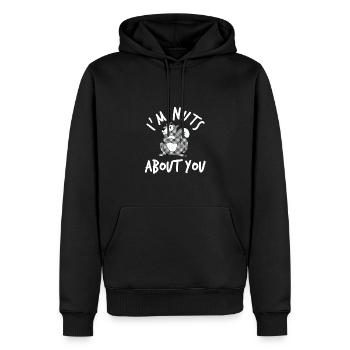 Je suis fou de toi - Écureuil - Sweat à capuche Premium bio Homme - noir - Devant - Nico (187cm)