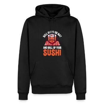Lustiges Yoga Sushi Design - Männer Premium Bio Hoodie - Schwarz - Vorne - Nico (187cm)