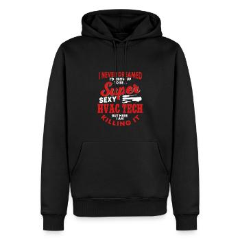 Technique CVC amusante qui dit ventilation et chauffage - Sweat à capuche Premium bio Homme - noir - Devant - Nico (187cm)