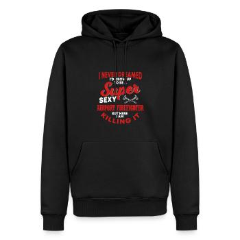 Lustiger Flughafen Feuerwehrmann - Männer Premium Bio Hoodie - Schwarz - Vorne - Nico (187cm)