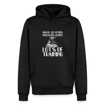 Eisenbahn Geschenk - Männer Premium Bio Hoodie - Schwarz - Vorne - Nico (187cm)