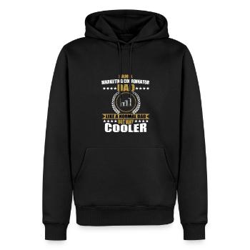 Drôle de coordonnatrice marketing papa - Sweat à capuche Premium bio Homme - noir - Devant - Nico (187cm)