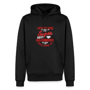 Great sales representative outfit - Men’s Premium Organic Hoodie - black - Front - Nico (187cm)