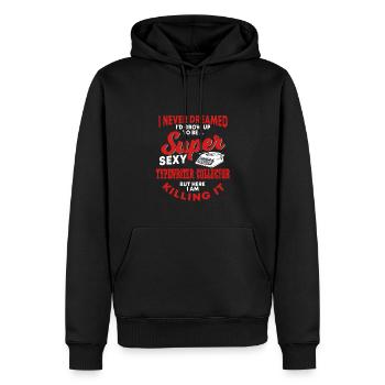 Typewriter collector - Men’s Premium Organic Hoodie - black - Front - Nico (187cm)
