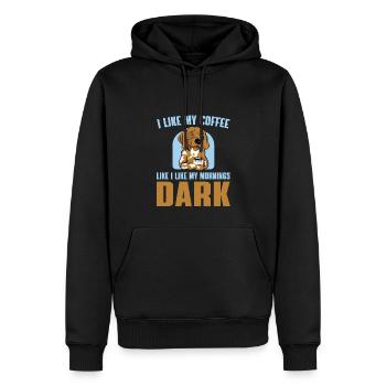 Lustiger Kaffee Trinkender Hundeliebhaber - Männer Premium Bio Hoodie - Schwarz - Vorne - Nico (187cm)