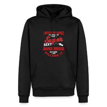 Drôle de graphiste - Sweat à capuche Premium bio Homme - noir - Devant - Nico (187cm)