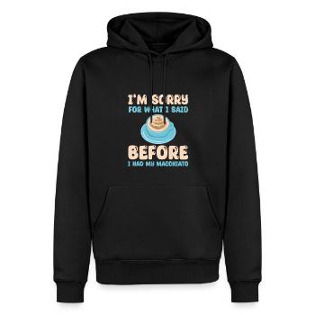 Café italien Macchiato Design - Sweat à capuche Premium bio Homme - noir - Devant - Nico (187cm)