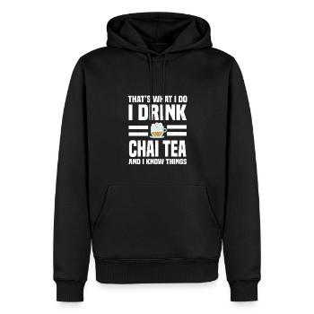 Cooler Chai Tee Spruch - Männer Premium Bio Hoodie - Schwarz - Vorne - Nico (187cm)