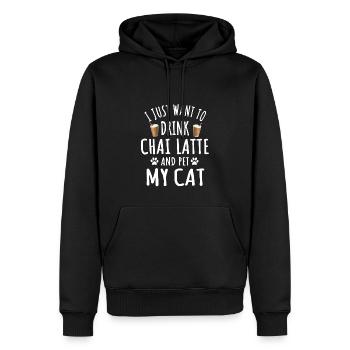 Lustiger Chai Latte Und Katzenbesitzer - Männer Premium Bio Hoodie - Schwarz - Vorne - Nico (187cm)