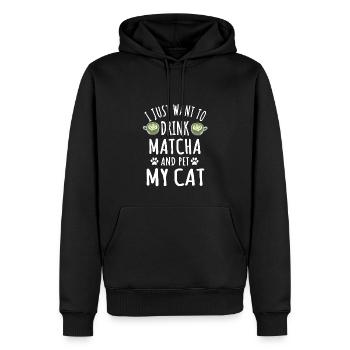 Matcha Und Katzenliebhaber Design - Männer Premium Bio Hoodie - Schwarz - Vorne - Nico (187cm)