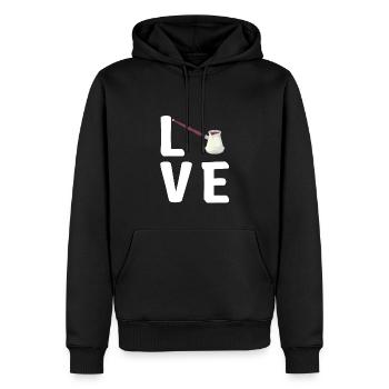 Café turc Cezve Design - Sweat à capuche Premium bio Homme - noir - Devant - Nico (187cm)