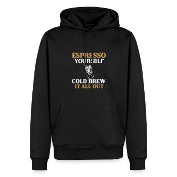 Cold Brew - Männer Premium Bio Hoodie - Schwarz - Vorne - Nico (187cm)