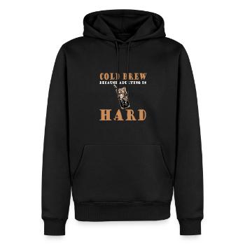 Drôle de cadeau d’amoureux de l’infusion froide - Sweat à capuche Premium bio Homme - noir - Devant - Nico (187cm)