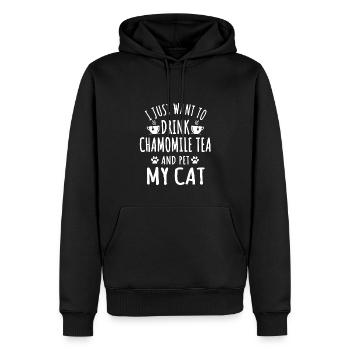 Amateurs de thé à la camomille et de chats - Sweat à capuche Premium bio Homme - noir - Devant - Nico (187cm)