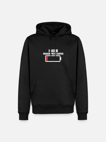 Funny French Coffee Press Gift - Men’s Premium Organic Hoodie - black