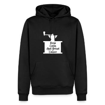 Lustige Manuelle Kaffeemühle Kaffeebohnen - Männer Premium Bio Hoodie - Schwarz - Vorne - Nico (187cm)