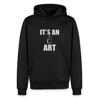 Manuelle Kaffeemühlen Zitat - Männer Premium Bio Hoodie - Schwarz - Vorne - Nico (187cm)