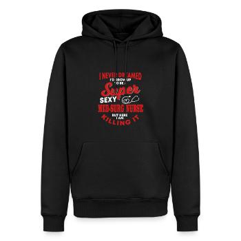 Infirmière médico-chirurgicale disant - Sweat à capuche Premium bio Homme - noir - Devant - Nico (187cm)