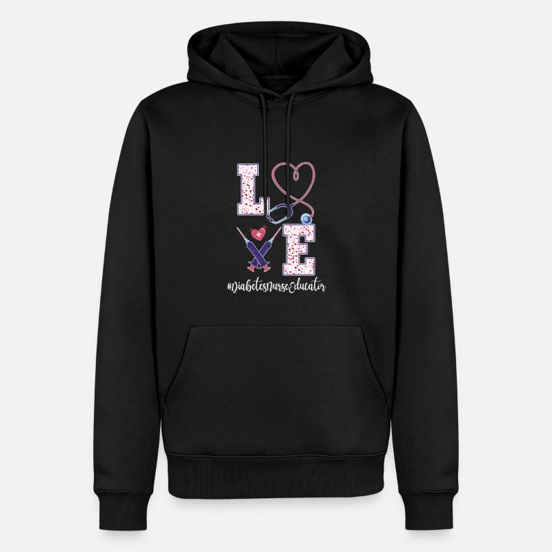 Infirmière en diabète Saint-Valentin - Sweat à capuche Premium bio Homme - noir
