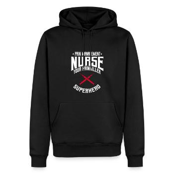 Infirmière en thérapie de la douleur Super-héroïne - Sweat à capuche Premium bio Homme - noir - Devant - Nico (187cm)