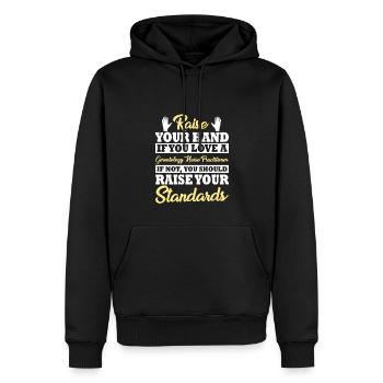Gerontologie Krankenschwester Ehepartner Spruch - Männer Premium Bio Hoodie - Schwarz - Vorne - Nico (187cm)