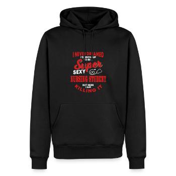 Drôle d’étudiante infirmière qui - Sweat à capuche Premium bio Homme - noir - Devant - Nico (187cm)