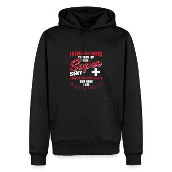 Drôle de design Snowboard Patrollie - Sweat à capuche Premium bio Homme - noir - Devant - Nico (187cm)