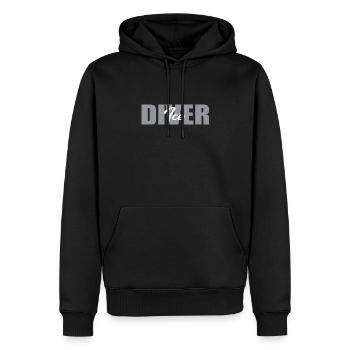 Eistaucher Schriftzug - Männer Premium Bio Hoodie - Schwarz - Vorne - Nico (187cm)