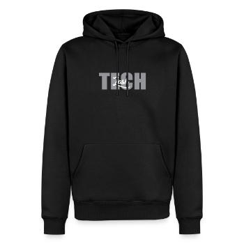 Lettrage de technicien de cils - Sweat à capuche Premium bio Homme - noir - Devant - Nico (187cm)