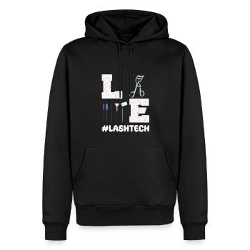 Equipement de technicien en cils Extensions de cils - Sweat à capuche Premium bio Homme - noir - Devant - Nico (187cm)