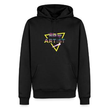 80er Jahre Make-up Artist Outfit - Männer Premium Bio Hoodie - Schwarz - Vorne - Nico (187cm)