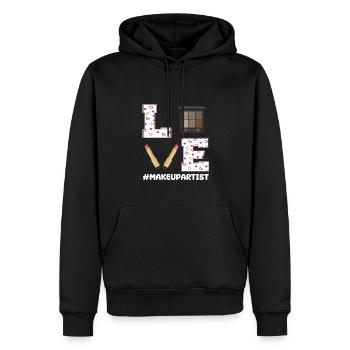 Conception de maquilleuse pour la Saint-Valentin - Sweat à capuche Premium bio Homme - noir - Devant - Nico (187cm)