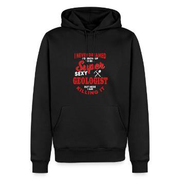 Drôle de géologue disant - Sweat à capuche Premium bio Homme - noir - Devant - Nico (187cm)