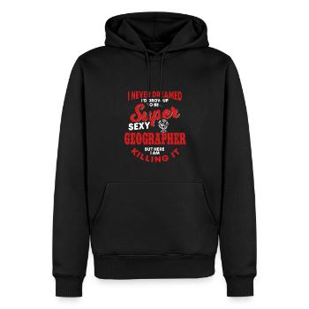 Funny geographer saying - Men’s Premium Organic Hoodie - black - Front - Nico (187cm)