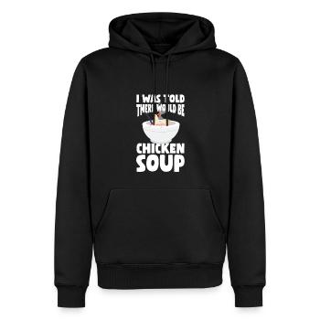 Soupe de poulet - Sweat à capuche Premium bio Homme - noir - Devant - Nico (187cm)