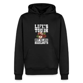 Funny Hazelnut Gift - Men’s Premium Organic Hoodie - black - Front - Nico (187cm)