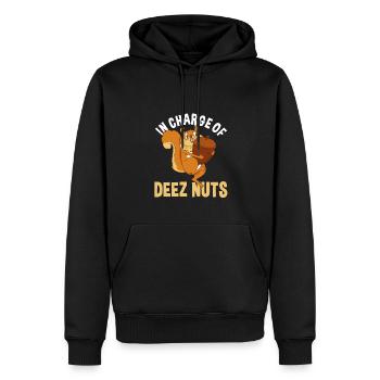 Idée cadeau écureuil drôle - Sweat à capuche Premium bio Homme - noir - Devant - Nico (187cm)