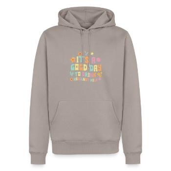 Lait de noisette - Sweat à capuche Premium bio Homme - taupe - Devant - Nico (187cm)
